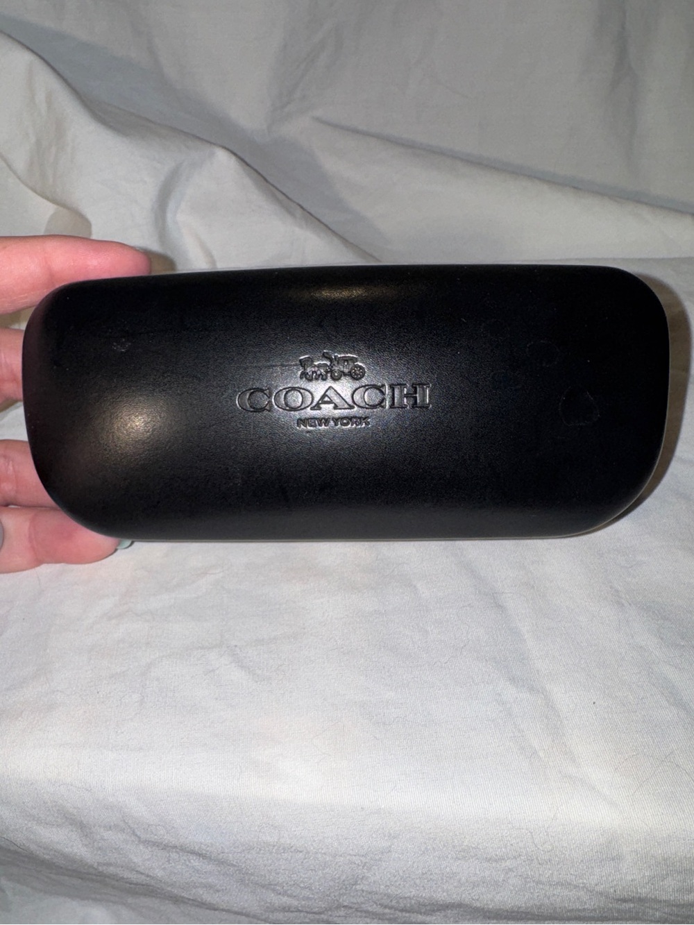 Coach black leather, hard sunglass case